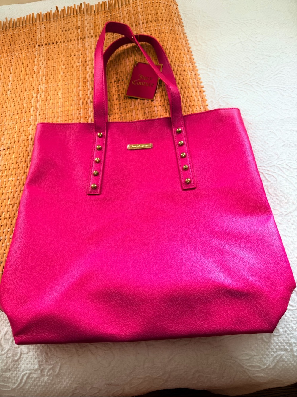 Juicy Couture Bright Pink Stud-Accent Tote
